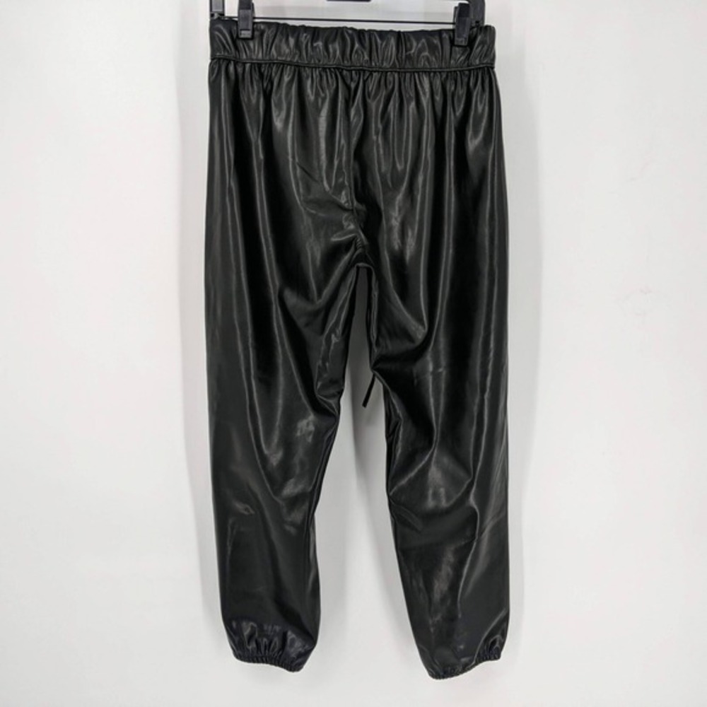Enza Costa Faux Leather Drawstring Elastic Jogger Pants Black Women's Sz 1 Small - Picture 2 of 5